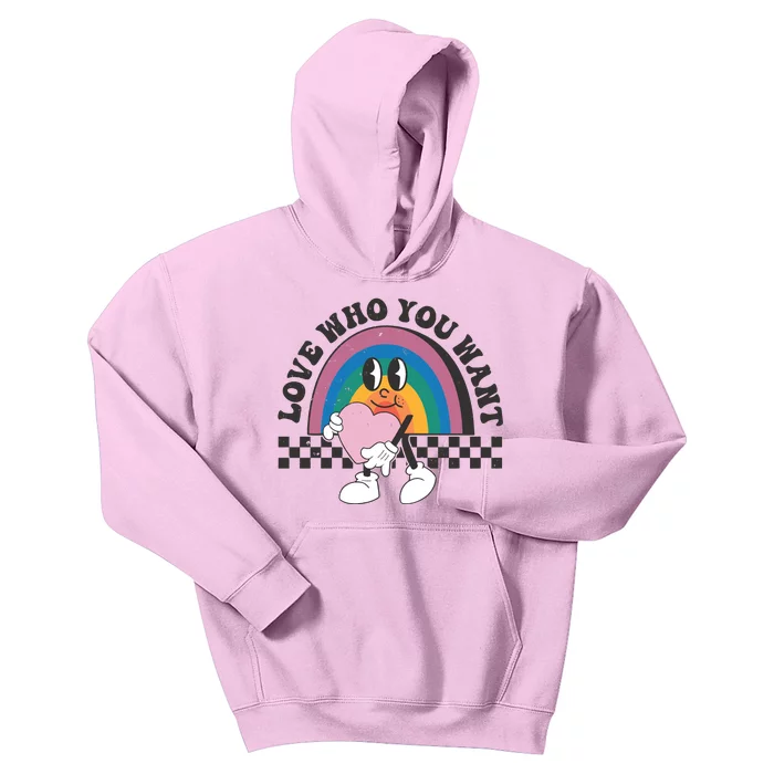 Love Who You Want Retro Distressed LGBTQ Kids Hoodie