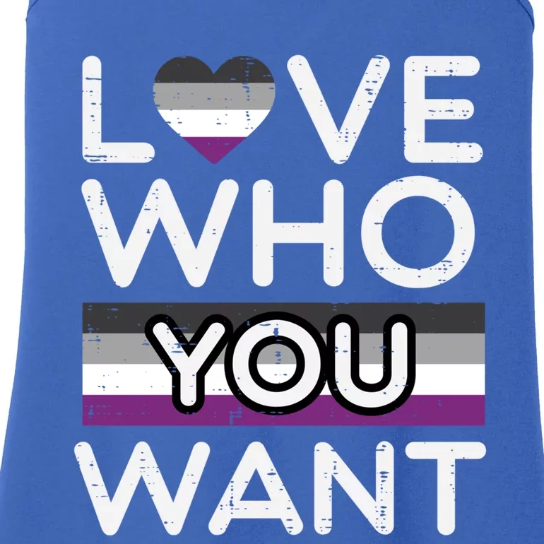 Love Who You Want Asexual Ace Pride Flag Asexuality Lgbtq Gift Ladies Essential Tank