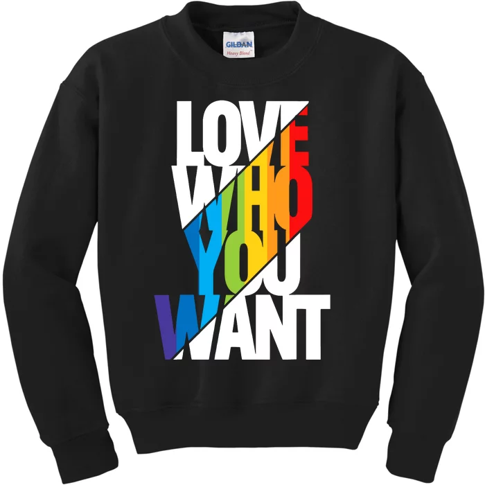 Love Who You Want Love Wins Equality Rainbow LGBT LGBTQ Pride Month Kids Sweatshirt