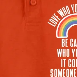 Love Who You Want Be Careful Who You Hate Lgbtq Gift Dry Zone Grid Performance Polo