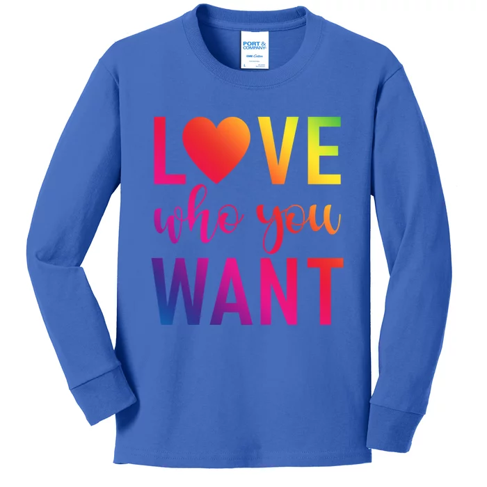 Love Who You Want Bisexual Lesbian Gay Pride Gift Kids Long Sleeve Shirt