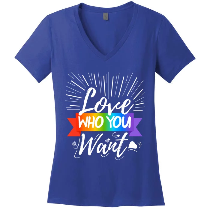 Love Who You Want Cool Pride Lgbt Equality Gift Cool Gift Women's V-Neck T-Shirt