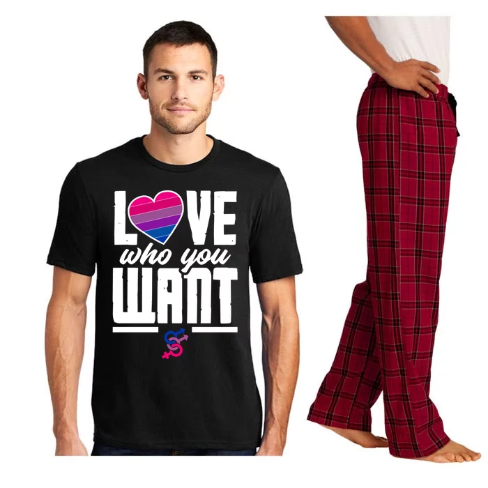 Love Who You Want Funny Bi Pride Flag Bisexual Gift Pajama Set