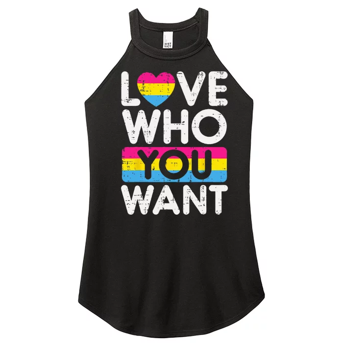 Love Who You Want Pansexual Pan Pride Flag LGBTQ Women’s Perfect Tri Rocker Tank