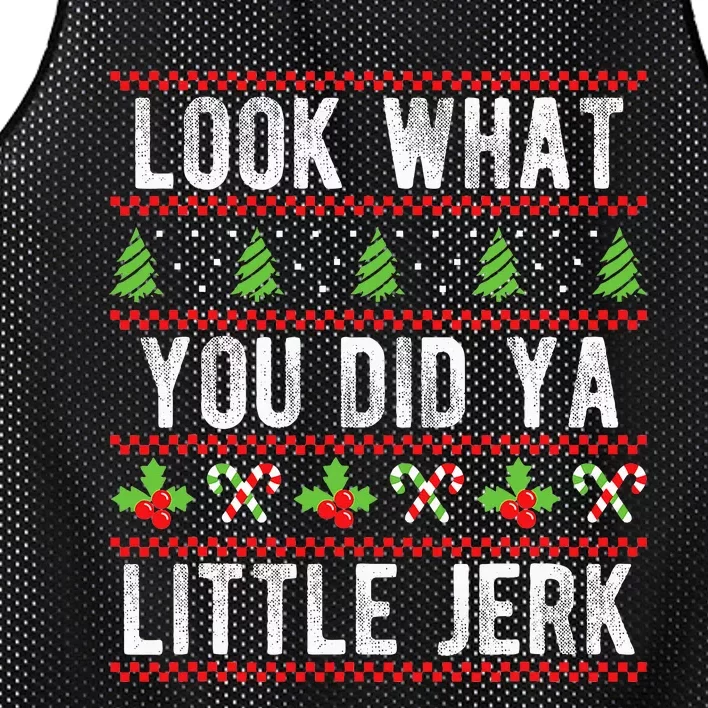 Look What You Did Ya Little Jerk Christmas Holiday Mesh Reversible Basketball Jersey Tank