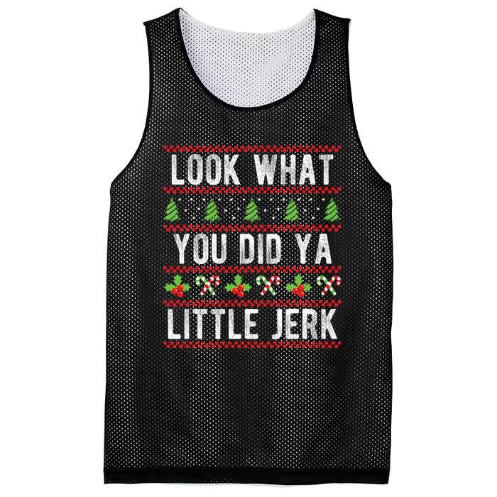 Look What You Did Ya Little Jerk Christmas Holiday Mesh Reversible Basketball Jersey Tank