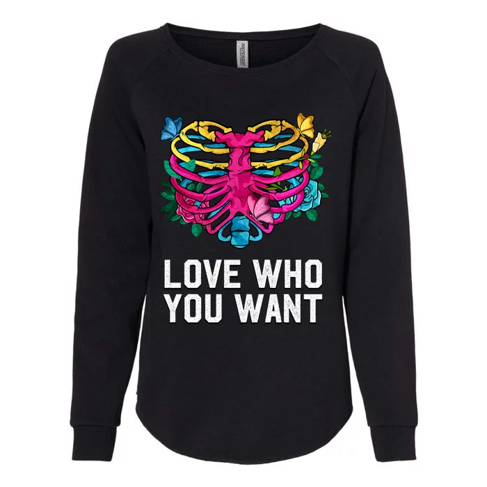 Love Who You Want Pansexual Lgbtq Pan Pride Uplifting Gift Womens California Wash Sweatshirt