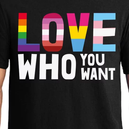 Love Who You Want Pride Gear Lgbt Rainbow Flag Ally Gift Pajama Set