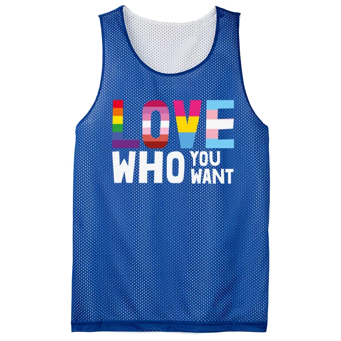 Love Who You Want Pride Gear Lgbt Rainbow Flag Ally Gift Mesh Reversible Basketball Jersey Tank