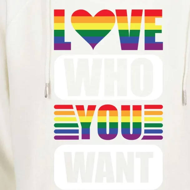 Love Who You Want Pride Love Lgbt Gay Lgbtq Gift Womens Funnel Neck Pullover Hood