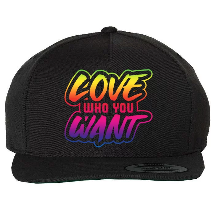 Love Who You Want Pride Month Lgbt Love Who You Want Gift Wool Snapback Cap