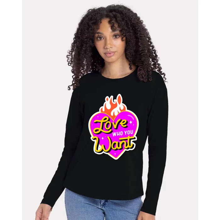 Love Who You Want Pride Month Lgbt Lgbtq+ Gift Womens Cotton Relaxed Long Sleeve T-Shirt