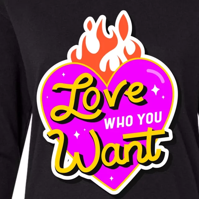 Love Who You Want Pride Month Lgbt Lgbtq+ Gift Womens Cotton Relaxed Long Sleeve T-Shirt