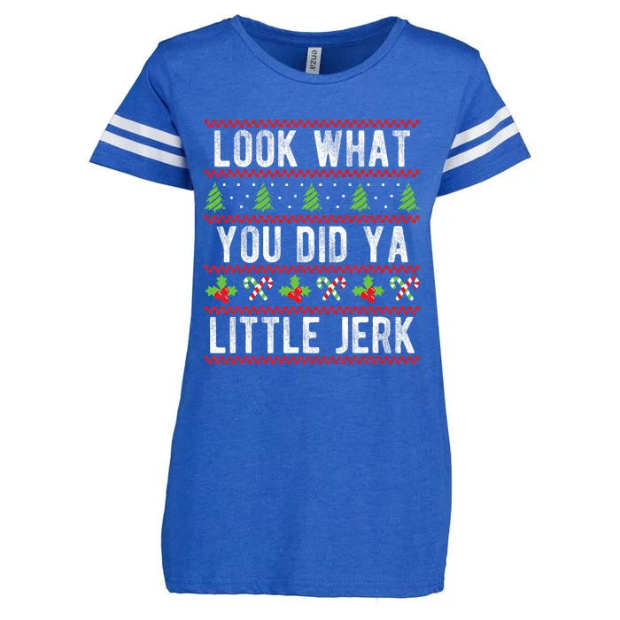 Look What You Did Ya Little Jerk Christmas Holiday X-mas Enza Ladies Jersey Football T-Shirt