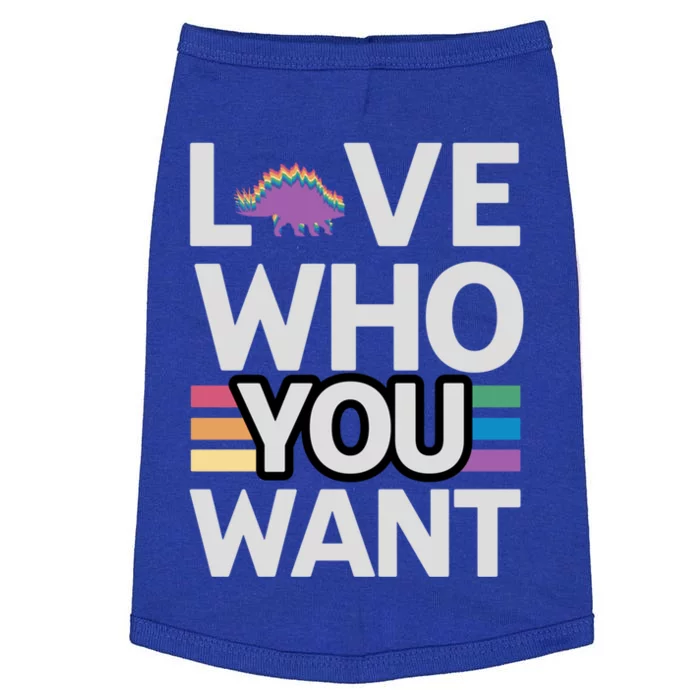 Love Who You Want Stegosaurus Lgbtq Dinosaur Lover Funny Gift Doggie Tank