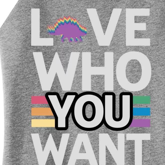 Love Who You Want Stegosaurus Lgbtq Dinosaur Lover Funny Gift Women’s Perfect Tri Rocker Tank