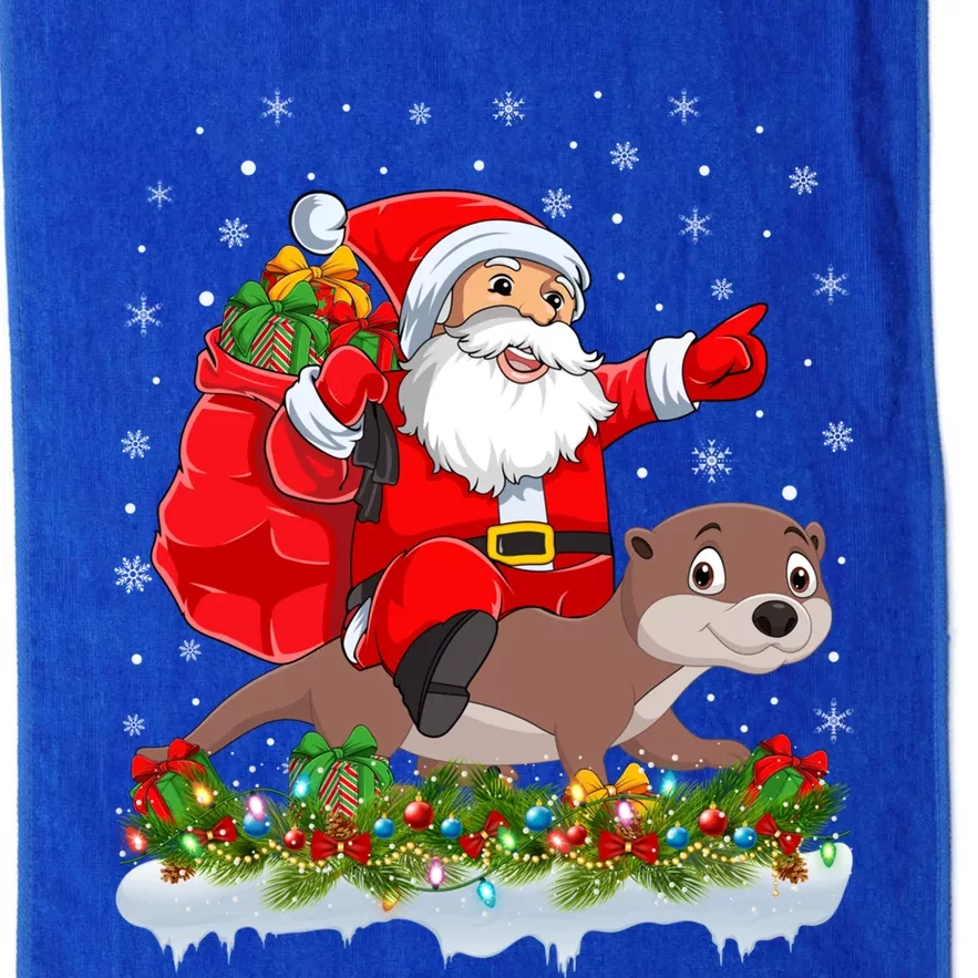 Lighting Xmas Funny Santa Claus Riding Otter Christmas Funny Gift Platinum Collection Golf Towel