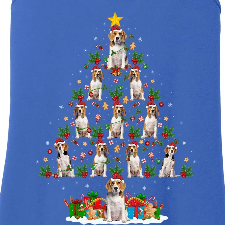 Lighting Xmas Holiday Santa Beagle Dog Christmas Tree Gift Ladies Essential Tank