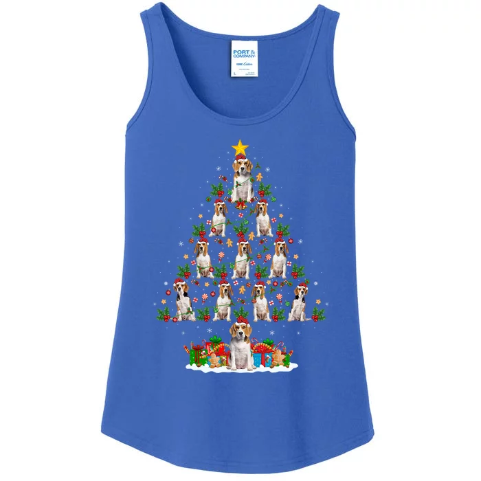 Lighting Xmas Holiday Santa Beagle Dog Christmas Tree Gift Ladies Essential Tank