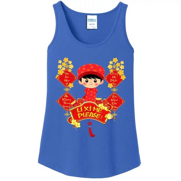 Li Xi Me Please Vietnamese Red Cute Ao Dai Flowers Great Gift Ladies Essential Tank