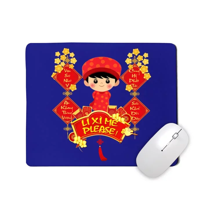 Li Xi Me Please Vietnamese Red Cute Ao Dai Flowers Great Gift Mousepad