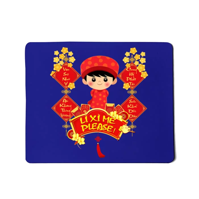 Li Xi Me Please Vietnamese Red Cute Ao Dai Flowers Great Gift Mousepad