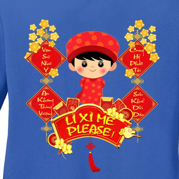 Li Xi Me Please Vietnamese Red Cute Ao Dai Flowers Great Gift Ladies Long Sleeve Shirt