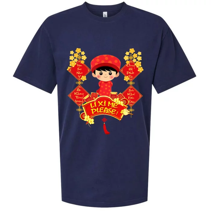 Li Xi Me Please Vietnamese Red Cute Ao Dai Flowers Great Gift Sueded Cloud Jersey T-Shirt