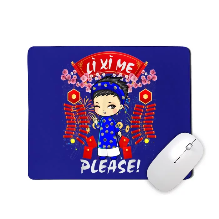 Li Xi Me Please Vietnamese Tet Cute Ao Dai Boy Flowers Cute Gift Mousepad