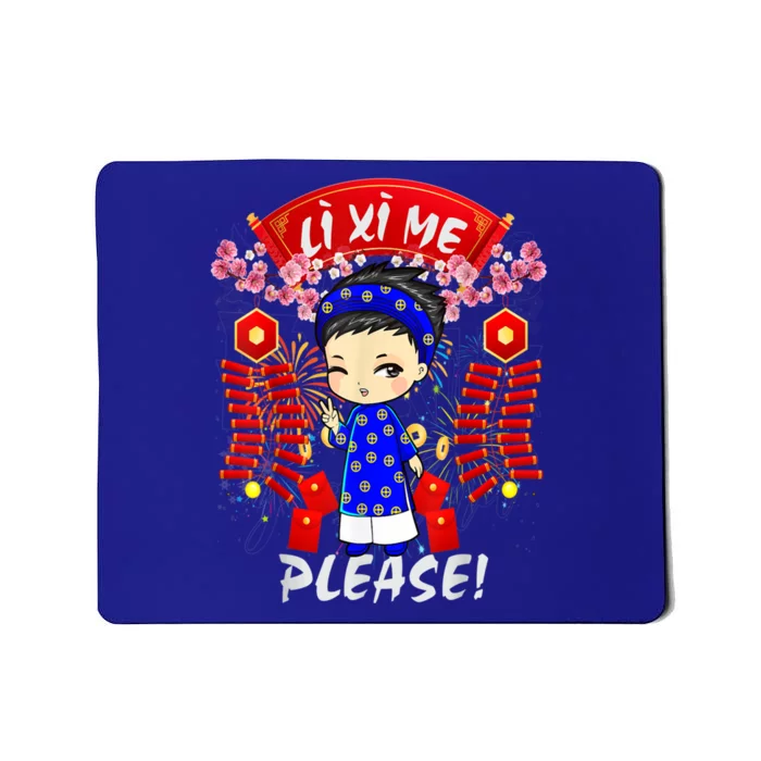 Li Xi Me Please Vietnamese Tet Cute Ao Dai Boy Flowers Cute Gift Mousepad