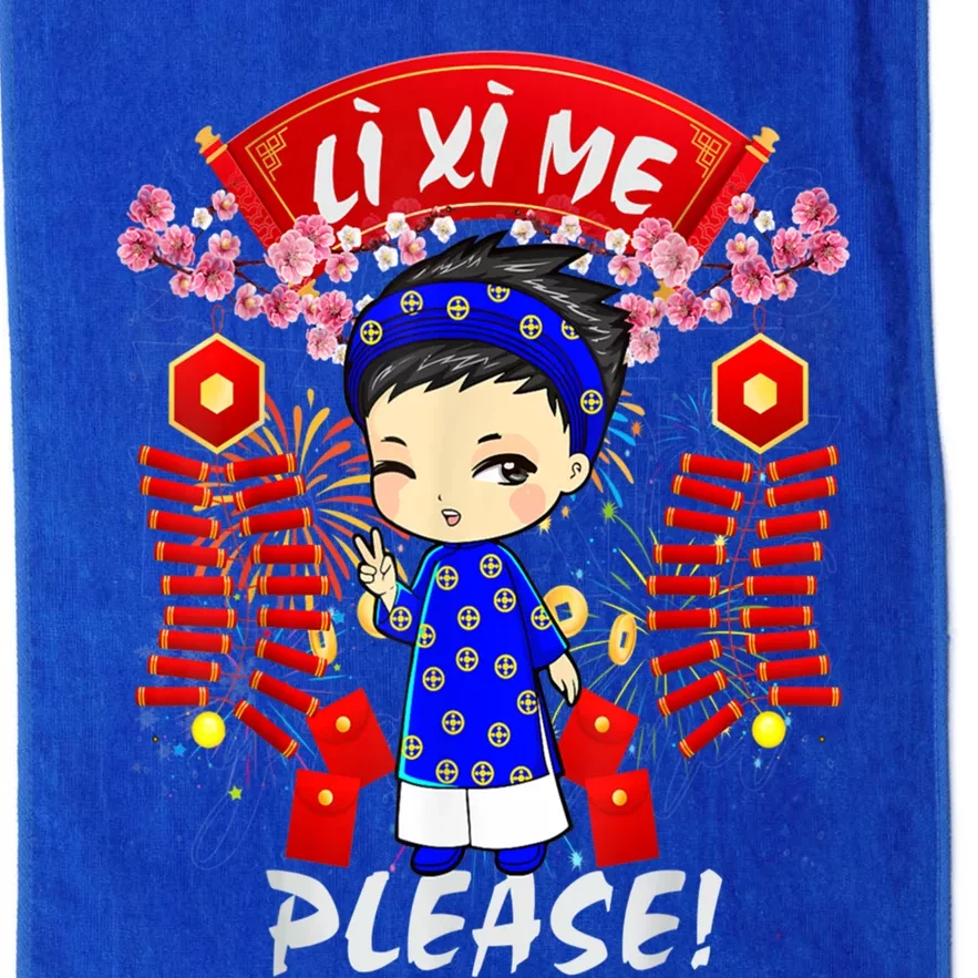 Li Xi Me Please Vietnamese Tet Cute Ao Dai Boy Flowers Cute Gift Platinum Collection Golf Towel