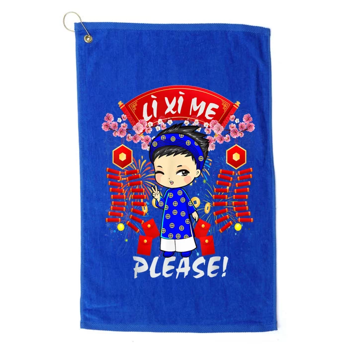 Li Xi Me Please Vietnamese Tet Cute Ao Dai Boy Flowers Cute Gift Platinum Collection Golf Towel