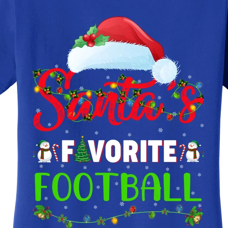 Lighting Xmas SantaS Favorite Football Christmas Gift Women's T-Shirt