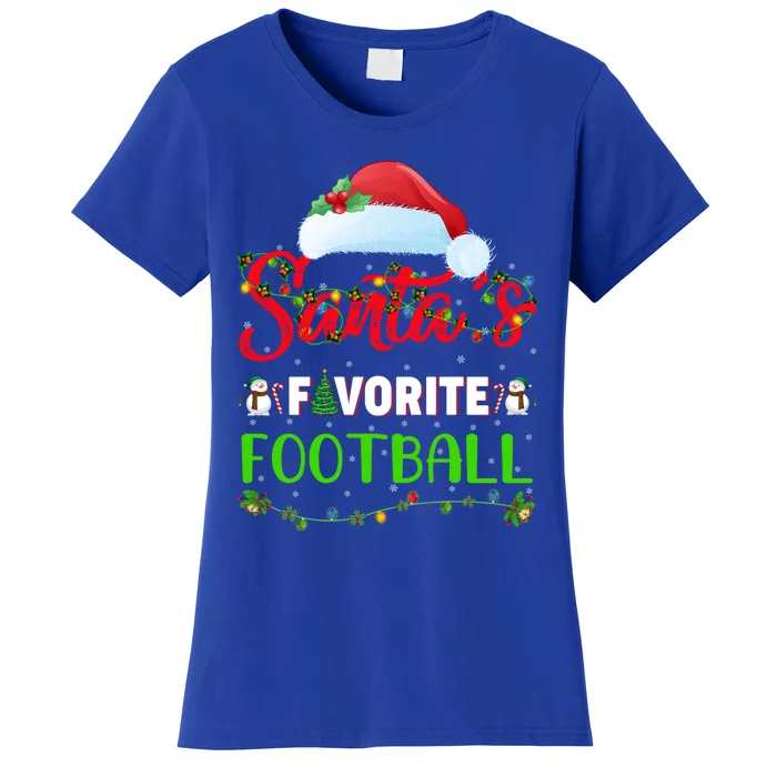 Lighting Xmas SantaS Favorite Football Christmas Gift Women's T-Shirt