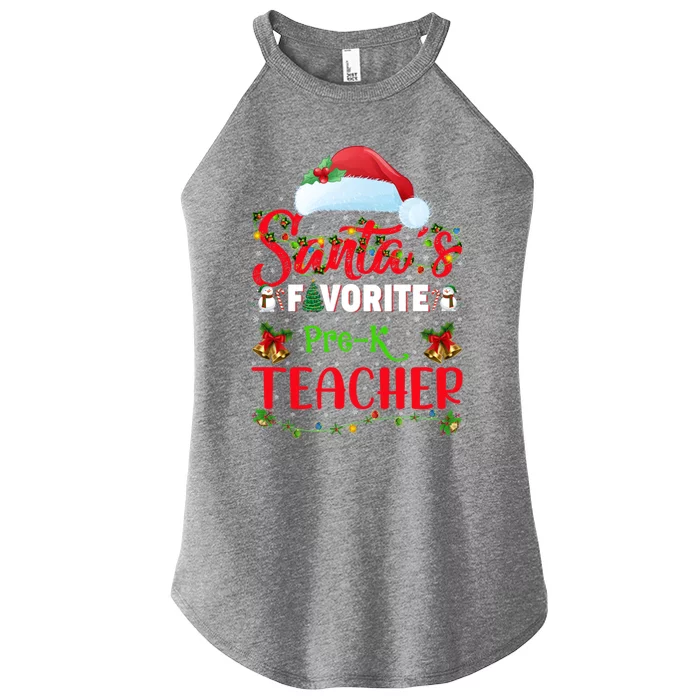 Lighting Xmas SantaS Favorite Prek Teacher Christmas Gift Women’s Perfect Tri Rocker Tank