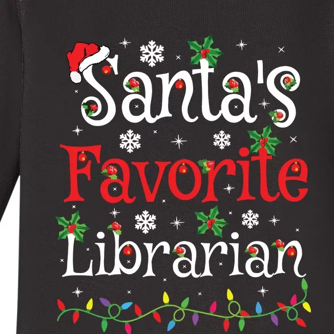 Librarian Xmas Santas Favorite Librarian Christmas Baby Long Sleeve Bodysuit