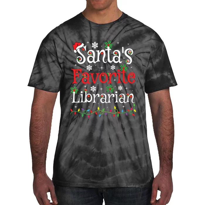 Librarian Xmas Santas Favorite Librarian Christmas Tie-Dye T-Shirt