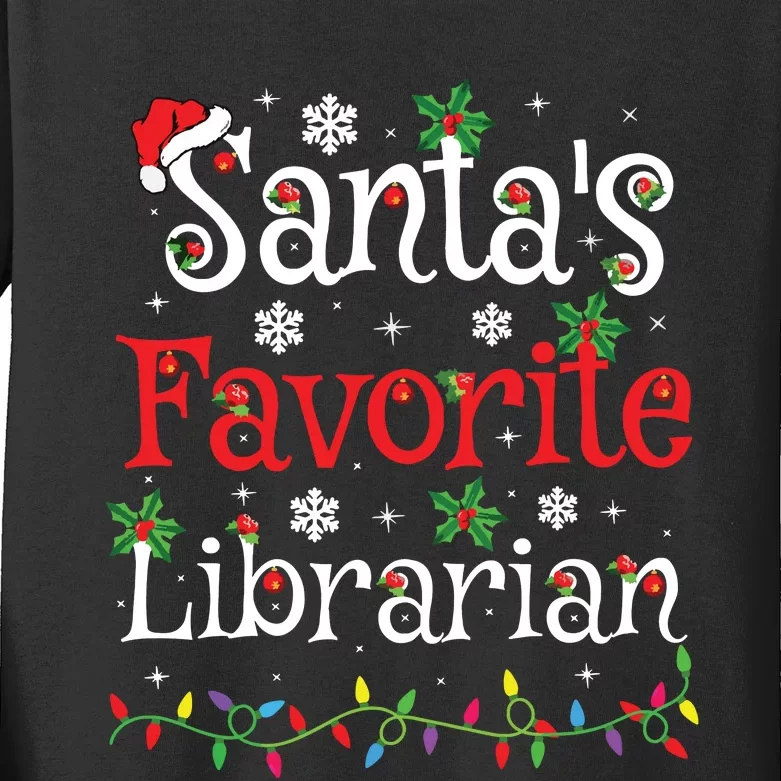 Librarian Xmas Santas Favorite Librarian Christmas Kids Long Sleeve Shirt