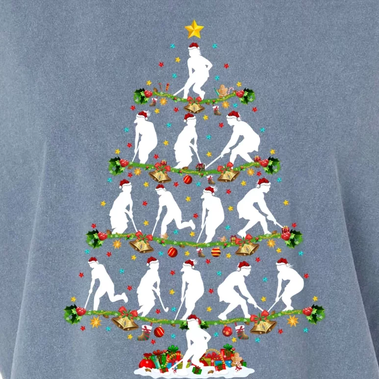 Lights Xmas Santa Field Hockey Player Christmas Tree Gift Garment-Dyed Women's Muscle Tee