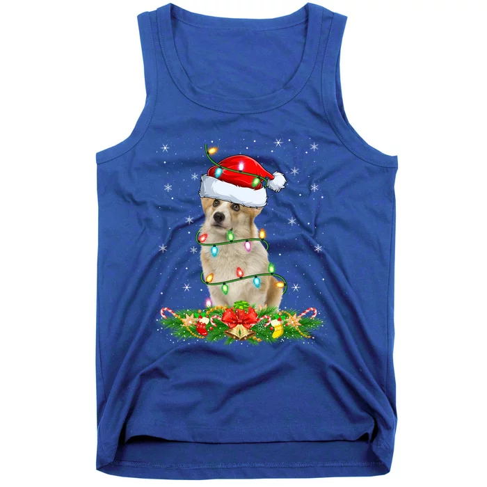 Lighting Xmas Santa Welsh Corgi Dog Christmas Gift Tank Top