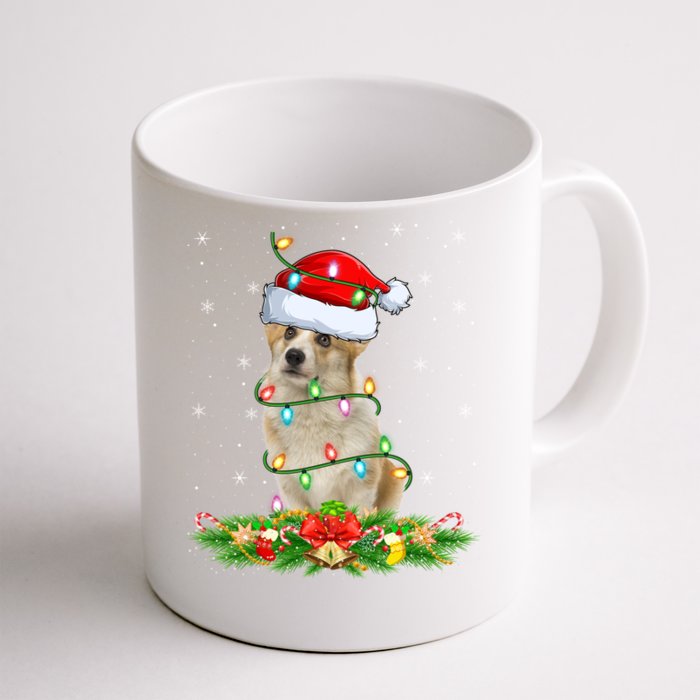 Lighting Xmas Santa Welsh Corgi Dog Christmas Gift Front & Back Coffee Mug