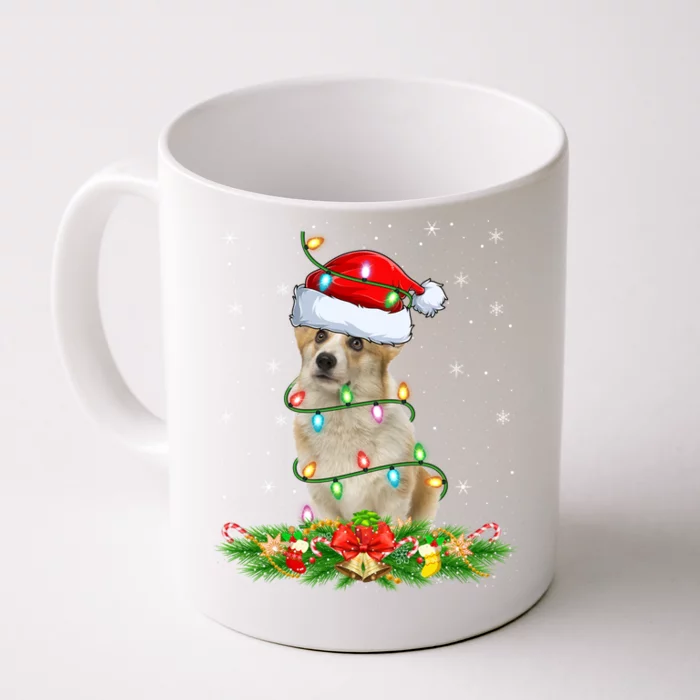 Lighting Xmas Santa Welsh Corgi Dog Christmas Gift Front & Back Coffee Mug