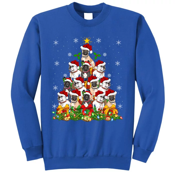 Lighting Xmas Santa French Bulldog Christmas Tree Gift Sweatshirt