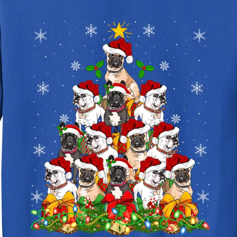 Lighting Xmas Santa French Bulldog Christmas Tree Gift Tall Sweatshirt