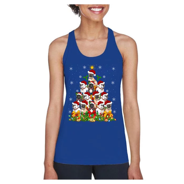 Lighting Xmas Santa French Bulldog Christmas Tree Gift Women's Racerback Tank