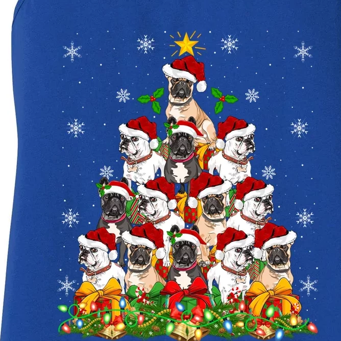 Lighting Xmas Santa French Bulldog Christmas Tree Gift Women's Racerback Tank