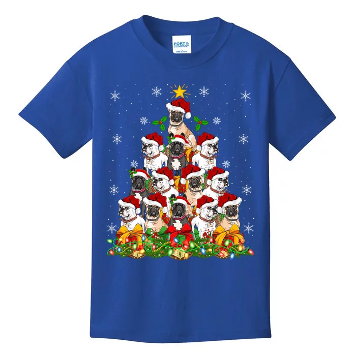 Lighting Xmas Santa French Bulldog Christmas Tree Gift Kids T-Shirt