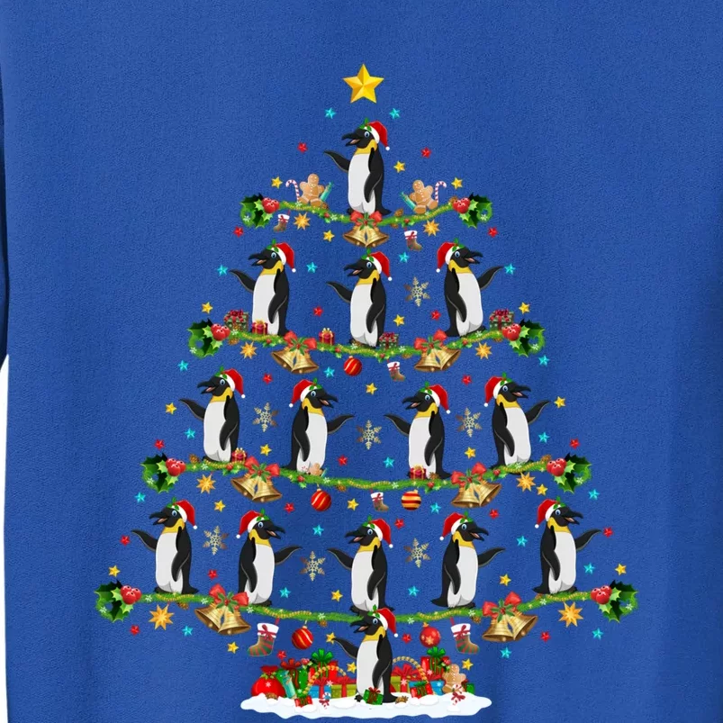 Lights Xmas Santa Emperor Penguin Christmas Tree Gift Sweatshirt