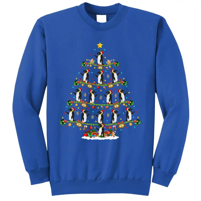 Lights Xmas Santa Emperor Penguin Christmas Tree Gift Sweatshirt