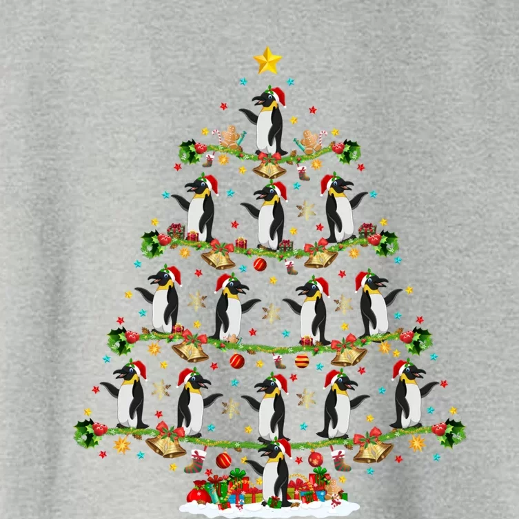 Lights Xmas Santa Emperor Penguin Christmas Tree Gift Women's Crop Top Tee